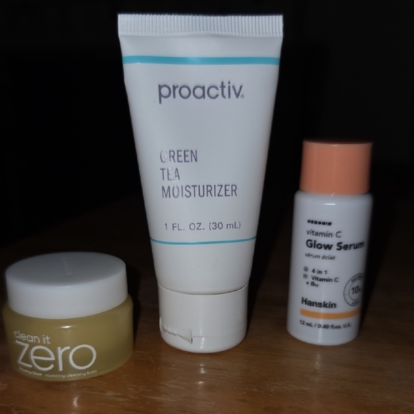 🍀 Proactiv Green Tea Moisturizer, Hanskin Glow Serum, Cleansing Balm Sample Set - Picture 1 of 5